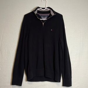Tommy Hilfiger Large Black Zip Up Collar Sweater